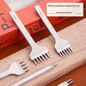 Resim Beyaz Çelik Elmas Kesme Aracı Seti | 1/2/4/6 Dişli Çoklu Delik Tasarımı | Suni Deri Dikiş/Pergament Malzeme Delme/Çiçek DIY Evrensel | El Yapımı Deri/Kumaş/Kutu Özelleştirme 