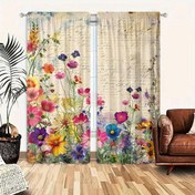 Resim 2 Adet Set, Çağdaş Çiçek Desenli Karartma Perdeleri, Çubuk Cep Tasarımı, %100 Polyester, Fırçalanmış Kumaş, Solmaya Dayanıklı, Yatak Odası, Oturma Odası, Ofis İçin - Sanatsal Tema, Mevsimlik Dekor 