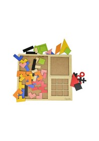 Resim 3'lü Oyun Seti Tetris Tangram Xox Eğitici Ahşap Oyuncak 