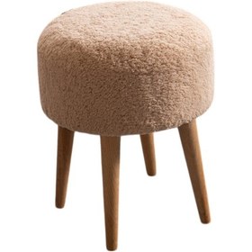 Resim Panda Yuvarlak 4 Ayaklı Çok Amaçlı Puf Bej Bej 