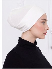 Resim Alivascarf Geçmeli Bone Önü Dikişsiz Kaymaz Lastikli Kadın Tesettür Pratik Geçme İç Bone Ekru 