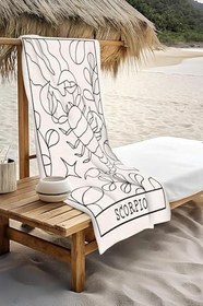 Resim Dijital Baskı Plaj Deniz Havlusu Akrep Burcu Desenli Peştamal HVL0042 