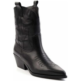 Resim Siyah Hakiki Deri Kadın Bot & Bootie K02415017503 Siyah 