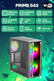 Resim Game Garaj Prime S43 AMD Ryzen 5 7500F 32GB RAM 1TB SSD RX9060XT 16GB FreeDOS Oyuncu OEM Paket 