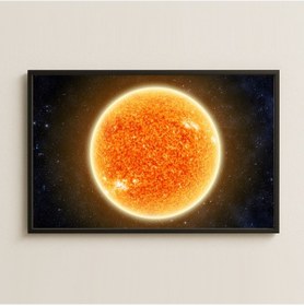 Resim Gerçekçi Güneş Görseli Ve Uzay Fonlu Dijital Sanat Pleksi Tablo 