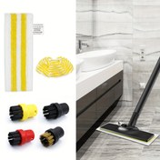 Resim GFRED Buharlı Mop Yedek Ped ve Kapak - Yüksek Kaliteli, Kolay Temizlenebilir Toz Fırçası, Sarı ve Beyaz Çizgilerle, Krachre SC1/SC2/SC3/SC4/SC5 Moplar için Tekrar Kullanılabilir Temizlik Aksesuarı, Buhar Temizliği Temel Ürünleri | Sarı ve Beyaz Çizgiler | Dayanıklı Temizlik Ped, Buhar Mop Aksesuarları 