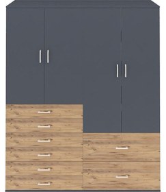 Resim Hyperion Gardrop 7 Raflı 8 Çekmeceli 4 Kapaklı 176x44x221 Antrasit-antrasit/çam Antrasit/çam 