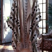 Resim Erkek Boho-Chic Geometrik Baskı Plaj Örtüsü Gömlek - Yaz Tatili için Tül Detaylı Hafif, Nefes Alabilen Polyester Kapüşonlu Ceket 
