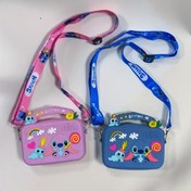 Resim Disney 1 Adet Anime Stitch Omuz Çantası Lilo & Stitch Karakterli Şirin Moda Kare Silikon Cüzdan Aksesuar Hediye 