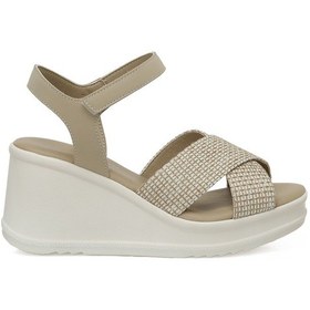 Resim Polaris 325071.z 5fx Krem Kadın Dolgu Topuk Sandalet 000000000101985497 Bej 