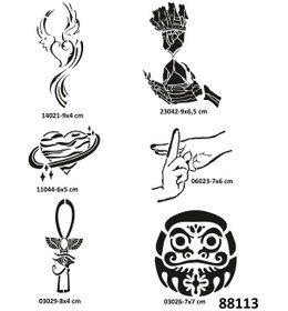 Resim Mistik Zaman 6 Adet Geçici Dövme Şablonu Spreysiz Sadece Stencil 