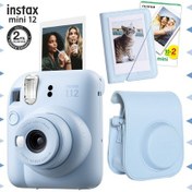 Resim Fujifilm Instax Mini 12 Fotoğraf Makinesi + 20'lu Film + Mini Albüm + Deri Kılıf Seti Mavi 