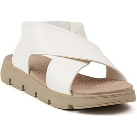 Resim Kadın Beyaz Şık Ortopedik Rahat Sandalet - Günlük, Kaymaz Taban, Yazlık Konforlu Beyaz 