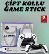 Resim HANA MODA Çift Oyun Kollu 4K HD Ekran Nostaljik 20.000 Oyunlu Beyaz Game Stick 