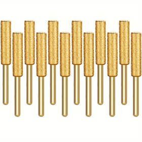 Resim 12 Adet Elmas Zincir Testere Bileme Taşları, 5/32 İnç Elektrikli Zincir Testere Öğütme Çarkı, 4.0mm Bileme Dosyası için Zincir Testere Aksesuarları 