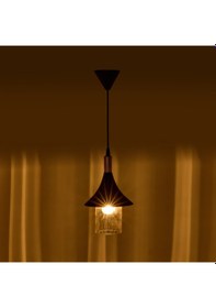 Resim Lighting Gold Detaylı Camlı Metal Sarkıt - Siyah / Altın - 26 Cm Çok Renkli 