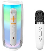 Resim NewFace Pluse 6 Mikrofonlu RGB Kablosuz Hoparlör - Beyaz DRSTR 