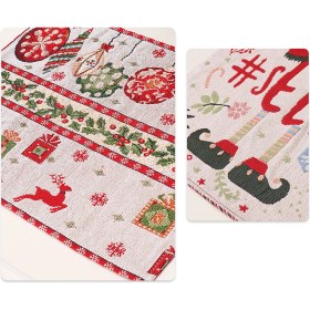 Resim Yaleker Noel Temalı Isı Dayanıklı Örgü Servis Altlığı 43x34cm - Noel Ağaçlı Desenli Yeniden Kullanılabilir Masa Koruyucu Çok Renkli 