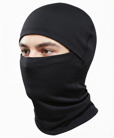 Resim Mrey Unisex İnce Siyah Termal Kar Maskesi Termal Kışlık Şapka Bere Boyunluk Motorcu Kask Bere Balaclava 