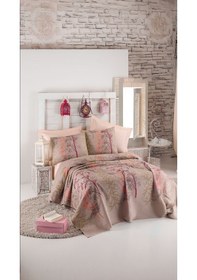 Resim Tek Kişilik Baskılı Pike Takımı Urla Bej Bej 