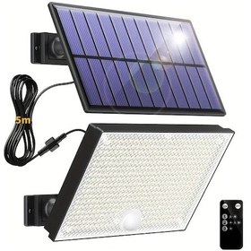 Resim Xuweiwei 1 Paket Beyaz Işık 2 Adet 400 Led Dış Mekan Güneş Duvar Lambası Hareket Sensörlü Aydınlatma Yüksek Parlaklık Kolay Kurulum 