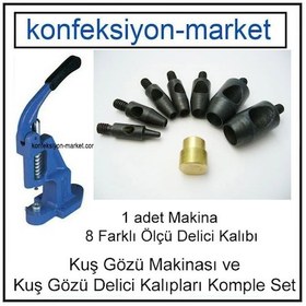 Resim Tulumba El Presi Kuş Gözü Delici Zımba Makinası ve 8 Farklı Kalıp 