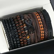 Resim 12 adet Retro Klasik Suni Deri Akrilik Erkek Moda Boncuklu Bilezik Seti, Gezintiler, Özel Günler Hediyesi, Babalar Günü Hediyesi, Tüm Yıl Giyilebilir, Kutu Dahil Değil 