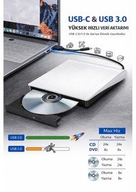 Resim Taşınabilir Harici Usb 3.0 Tyce-c Cd/dvd Optik Yazıcı Okuyucu Ultra İnce Windows Mac Dizüstü 