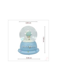Resim Uçuşan Yıldızlı,7,5cm X 4,5cm Led Işıklı Astronot Küre - Mavi 