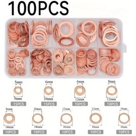 Resim Willowhaven 100 Adet Bakır Conta Pul Somun Ve Cıvata Seti M8 M10 M12 M14 