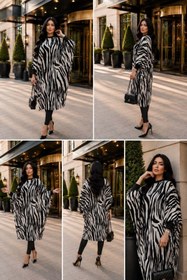 Resim Aişe tesettür Siyah Zebra Oversize Tesettür Tunik 