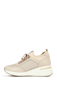 Resim Derimod Kadın Bej Bağcıklı Dolgu Topuklu Sneaker 25WFD221414 