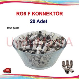 Resim Rg6 F Konnektör Uzun Şase - 20 Adet 