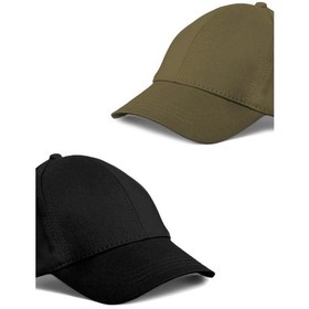 Resim Unisex Siyah Ve Haki Rengi 2'li Beyzbol Şapka Seti - Unisex Siyah - Haki 