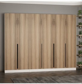 Resim Minar Kale 210 Cm 6 Kapaklı 4b Raf Portmanto Beyaz Dore Plus 