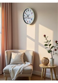 Resim 36 Cm Krem Çocuk Odası Duvar Saati Çok Renkli 