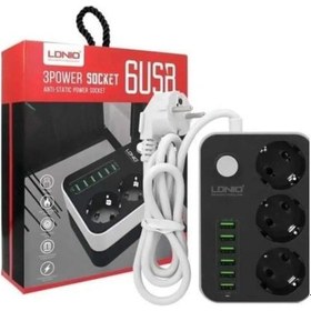 Resim Ev Ofis İçin 3 Priz 6 Usb Coğaltici Akim Korumali Priz 