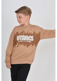 Resim Toontoy Kids Toontoy Erkek Çocuk Stance Baskılı Sweatshirt Kahve 