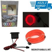 Resim Araba Araç Içi Torpido Ledi Ip Neon Ip Led El Wire 2 Metre Kırmızı 