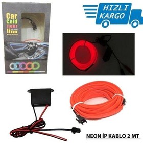 Resim Araba Araç Içi Torpido Ledi Ip Neon Ip Led El Wire 2 Metre Kırmızı 