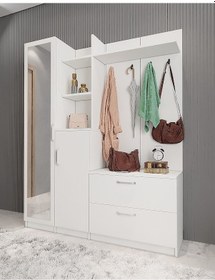 Resim Çizgi Portmanto Vestiyer Beyaz-140 cm 