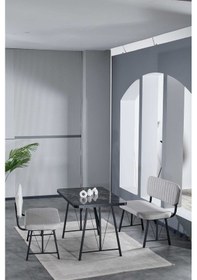 Resim Hayat 70x110 Bendir Mutfak Masası, Mutfak Masası Takımı, Yemek Masası, 2 Benchli - Açık Gri Açık Gri 