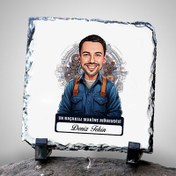 Resim Karikatürlü En Başarılı Erkek Makine Mühendisi Dekoratif Taş 