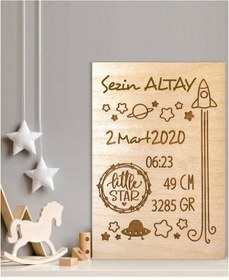 Resim Hdrlazerdizayn Ahşap Doğum Özellikli Bebek Ve Çocuk Duvar Panosu Çok Renkli 