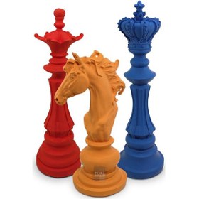 Resim Dekoratif Satranç Taşı Heykeli Seti (3 Parça) 