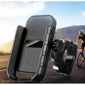 Resim Asfal Metal, Gidon Bağlantılı Bisiklet ve Motosiklet Telefon Tutucu 360° Dönen Motosiklet Telefon Tutacağı 