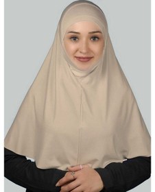 Resim Altobeh Hazır Türban Peçeli Pratik Eşarp Tesettür Nikaplı Hijab - Namaz Örtüsü Sufle (XL) -Kum Beji 