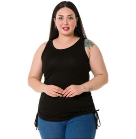 Resim Büyük Beden Kalın Askılı Yanları Tünelli Viskon Siyah Body-siyah Siyah 