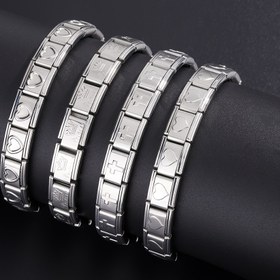 Resim Yeni Modül Bileklik Paslanmaz Çelik Elastik Birleştirme Bileklik 9mm Aşk Deseni DIY Aksesuar Bileklik - Günlük Kullanım İçin Uygun, İyi Arkadaş Hediyesi 