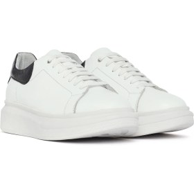 Resim Derimod Kadın Beyaz Bağcıklı Kalın Tabanlı Deri Sneaker 26PFD411118 